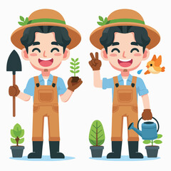 vector character of a smiling field style flat design
