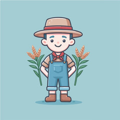 vector character of a smiling field style flat design