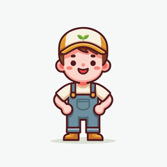 vector character of a smiling field style flat design