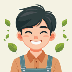vector character of a smiling field style flat design