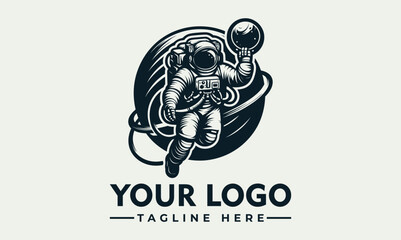 An astronaut floating in space, holding a sphere, with a planet in the background.