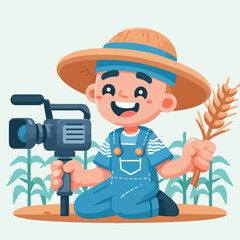 vector character of a smiling field style flat design