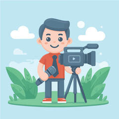 vector character of a smiling field style flat design