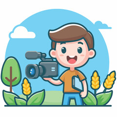vector character of a smiling field style flat design