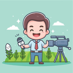 vector character of a smiling field style flat design