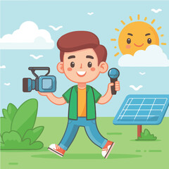 vector character of a smiling field style flat design