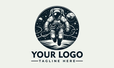 An astronaut floats in space, with planets and stars visible in the background.