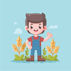 vector character of a smiling field style flat design