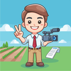 vector character of a smiling field style flat design