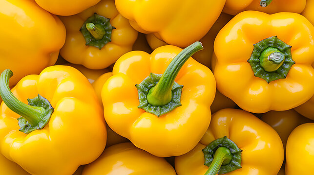 Bright Yellow Bell Peppers: A close-up showcasing a vibrant pile of fresh yellow bell peppers, perfect for adding color and flavor to any dish.