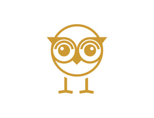 Gold owl line art illustration