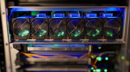 Mining rig cryptocurrency hardware bitcoin ethereum blockchain technology server cooling fans
