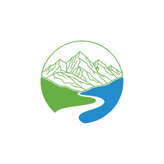 mountain logo with river