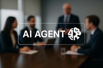 Business Meeting, AI Agent Discussion, Office Environment, Photo, Professional Setting, Close-Up View, Technology Insights