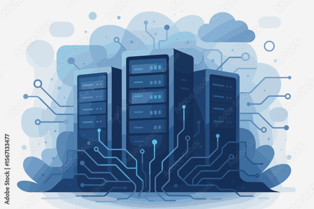Poster data exchange center, abstract data center, internet server. digital data connection and futuristic 