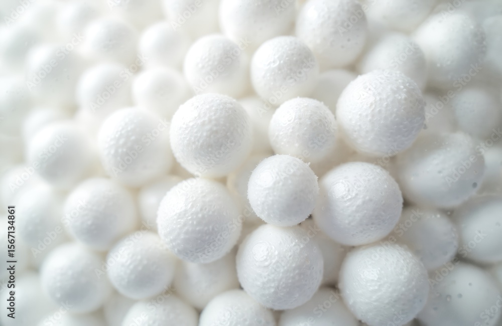 Poster white foam balls background texture. polystyrene bubble pattern. cross-section image. abstract soft 