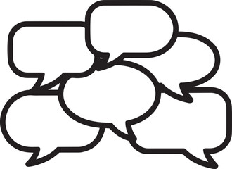 Bold Black Speech Bubbles:  Connected Group Discussion Concept