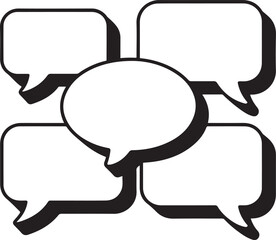 Bold Black Speech Bubbles: Modern Communication Concept Graphic