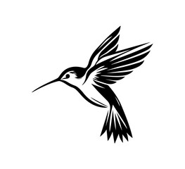 Fototapeta premium Graceful hummingbird design with stylized wings, perfect for minimalist avian themes and elegant logo concepts emphasizing nature's beauty.