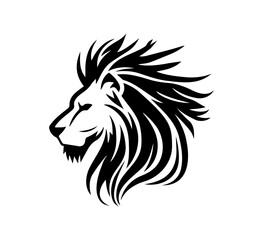 Fototapeta premium Powerful lion head graphic with stylized mane, perfect for branding and logo design projects requiring an emblem of strength.