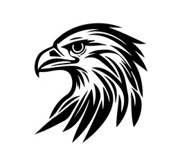 Fototapeta premium Majestic eagle head profile design showcases strong tribal elements, perfect for logos, emblems, and patriotic graphic themes.