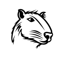 Obraz premium A bold capybara head graphic with clean lines, great for logos, mascot designs, or adaptable branding elements in diverse creative projects.