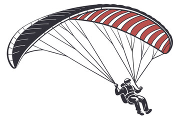 Paragliding Adventure Illustration of a Paraglider in Action Embodying Freedom and Thrill with Dark and Red Canopy