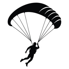 Silhouette of a Skydiver in Freefall Descending with a Parachute Illustration