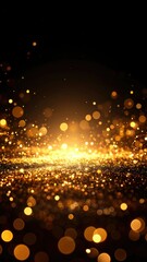 Warm Amber Light Spots Softly Blurred Over a Black Field Creating a Golden Glittering Effect