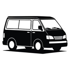 Monochrome Van Illustration Delivering Retro Style and Automotive Appeal with a Sleek Design