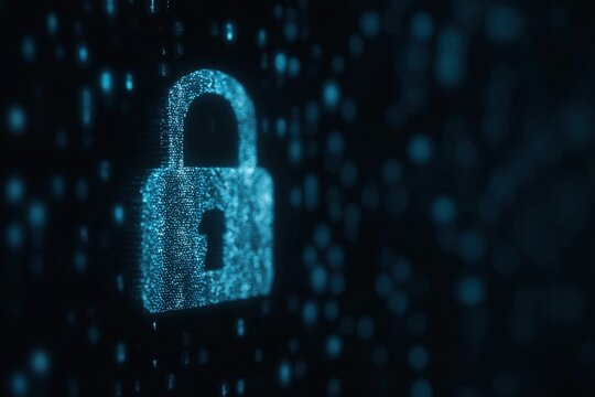 A blue image of a lock with a keyhole. The lock is surrounded by a blue background