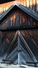 Weathered Barn Wood Door Section with Dovetail Joint Details Showing Wood Grain and Rustic Texture