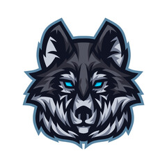 Obraz premium Detailed wolf head graphic design makes a great mascot for a sports team or brand logo, showcasing a sleek and modern animal depiction.