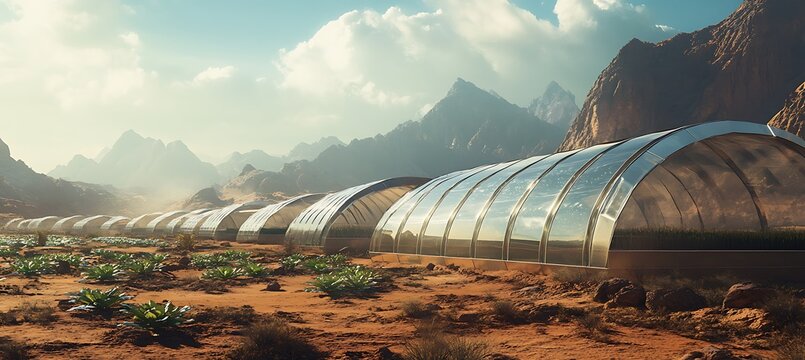 Solar Crop Tunnel System Used in Regenerative Desert Farming Background with Emphasis on Sustainability and Climate-Resilient Agriculture Methods