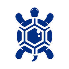 Obraz premium Stylized sea turtle graphic designed with geometric shapes, perfect for logos, mascots, and nautical-themed projects with a modern feel.