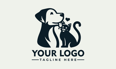 Stylized logo featuring a dog and cat in a loving embrace, with a heart symbol above them.