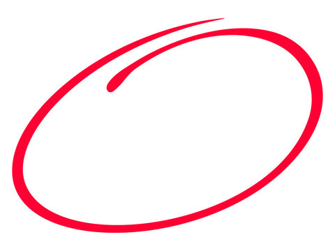 Hand drawn red circle highligter. Vector marker circle line