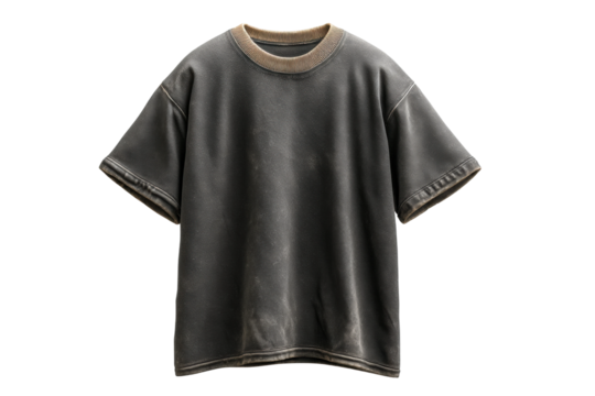 PNG Worn black t-shirt with faded texture isolated on black background