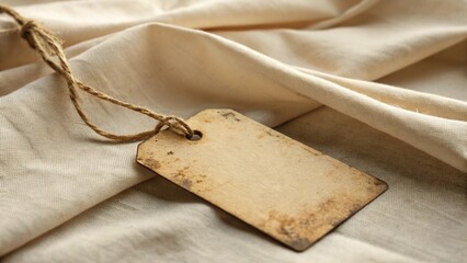 old paper tag on wooden background