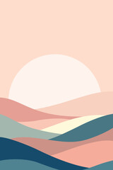 Road, Desert, Sand, Dune, Hill, Mountain, Wilderness, Moon, Sun, Sky, Star, Vector, Artwork