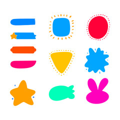 Colorful Abstract Sticker Shapes Vector Set &ndash; Bold and Playful Graphic Elements for Posters and Modern Design