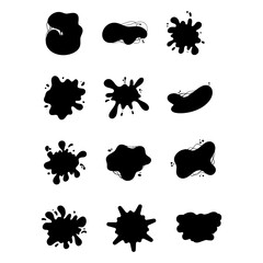 Ink Blot Silhouette Vector Set &ndash; Abstract Splatters and Liquid Drop Shapes in Solid Black Style