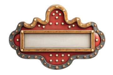 PNG Vintage marquee sign with gold trim and red detailing