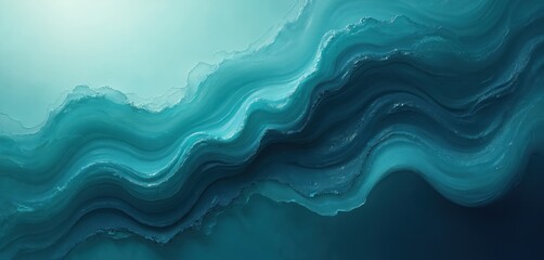 Obraz premium Abstract background with fluid art paint texture. Teal, blue, green gradients with grunge effect. Liquid marble style, wave pattern. Modern digital artwork for eco design, poster template.