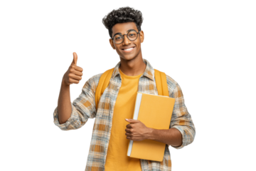 PNG Young african male student holding books and giving thumbs up gesture