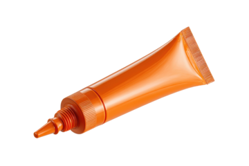 PNG Orange plastic tube with cap for cosmetic or personal care product