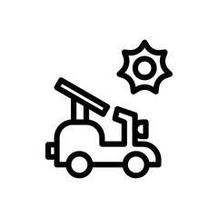 Icon Line electric motorbike powered by solar panel. Free energy, ecology, renewable, green energy and solar power plant concept. Linear and Outline icon.