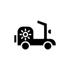 Icon Glyph solar powered electric motorbike with sun symbol. Free energy, ecology, renewable, green energy and solar power plant concept. Black and Solid icon.