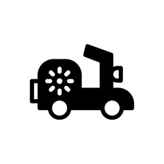 Icon Glyph solar powered electric motorbike with sun symbol. Free energy, ecology, renewable, green energy and solar power plant concept. Black and Semi Solid icon.