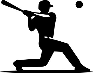 Minimalist vector of a person swinging bat, clean flat silhouette style
